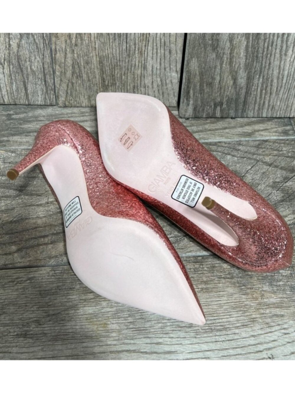 GIAMBA Paris Galactica Patent Rosa High Heels Pink Glitter Pumps Designer EUR 40 - Picture 6 of 7